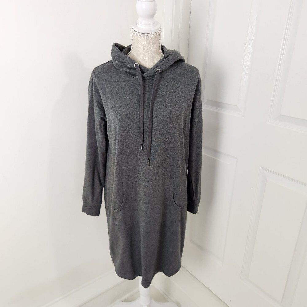 Garnet Hill Dress Womens XS Gray Trainer Hooded Tunic Sweatshirt Athleisure